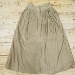 Vintage High Waisted Real Suede Skirt with Pockets
